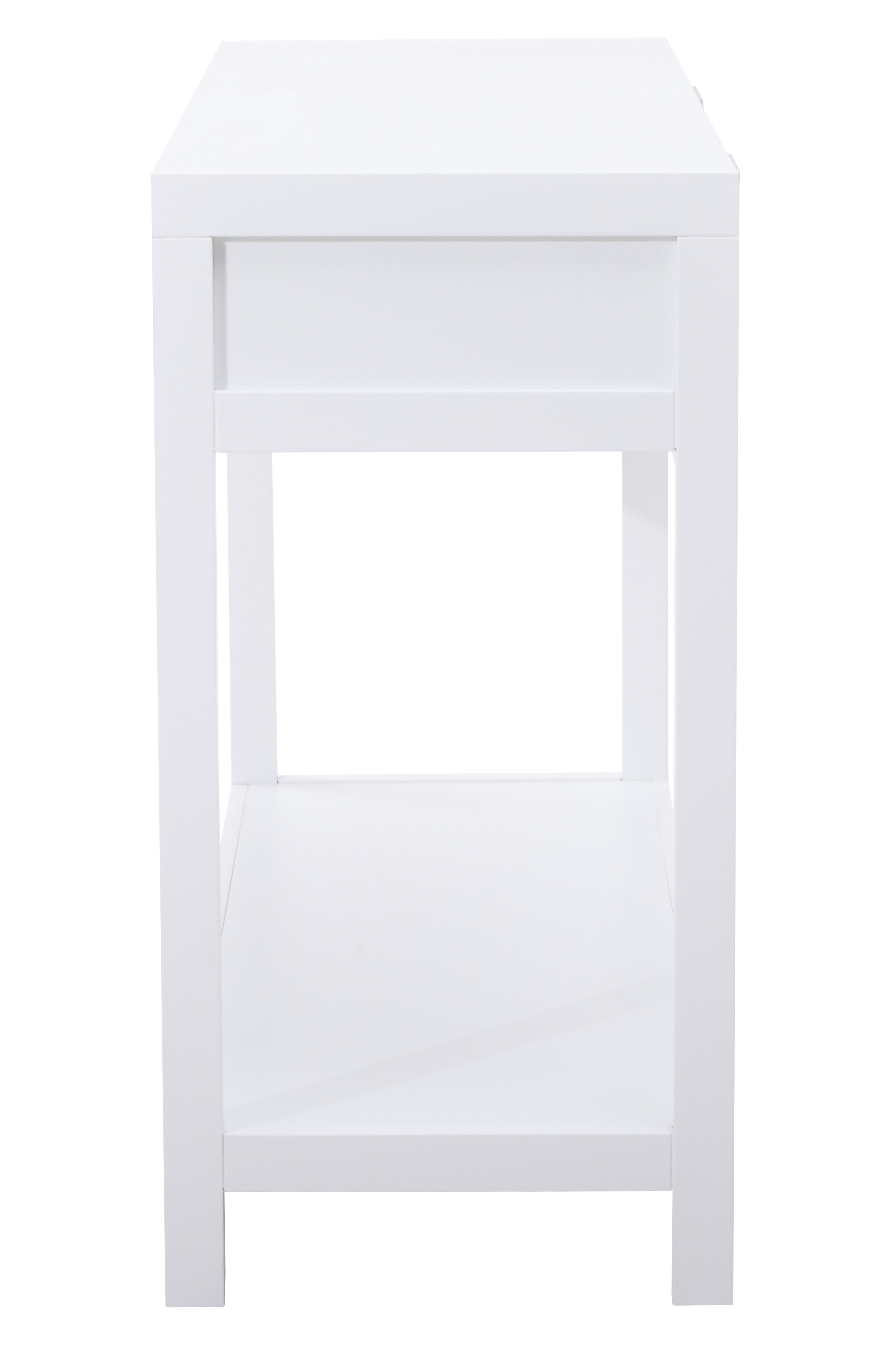 Burwood White Wood & Natural Rattan Console Table